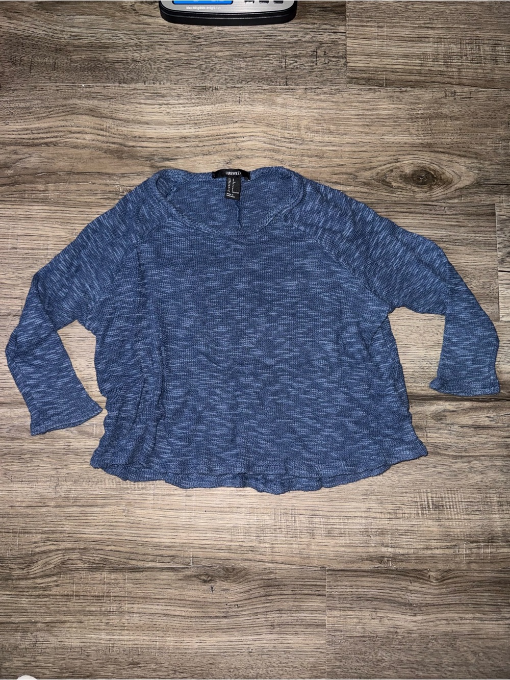 Forever 21 Blue Space-Dye Pullover Sweatshirt